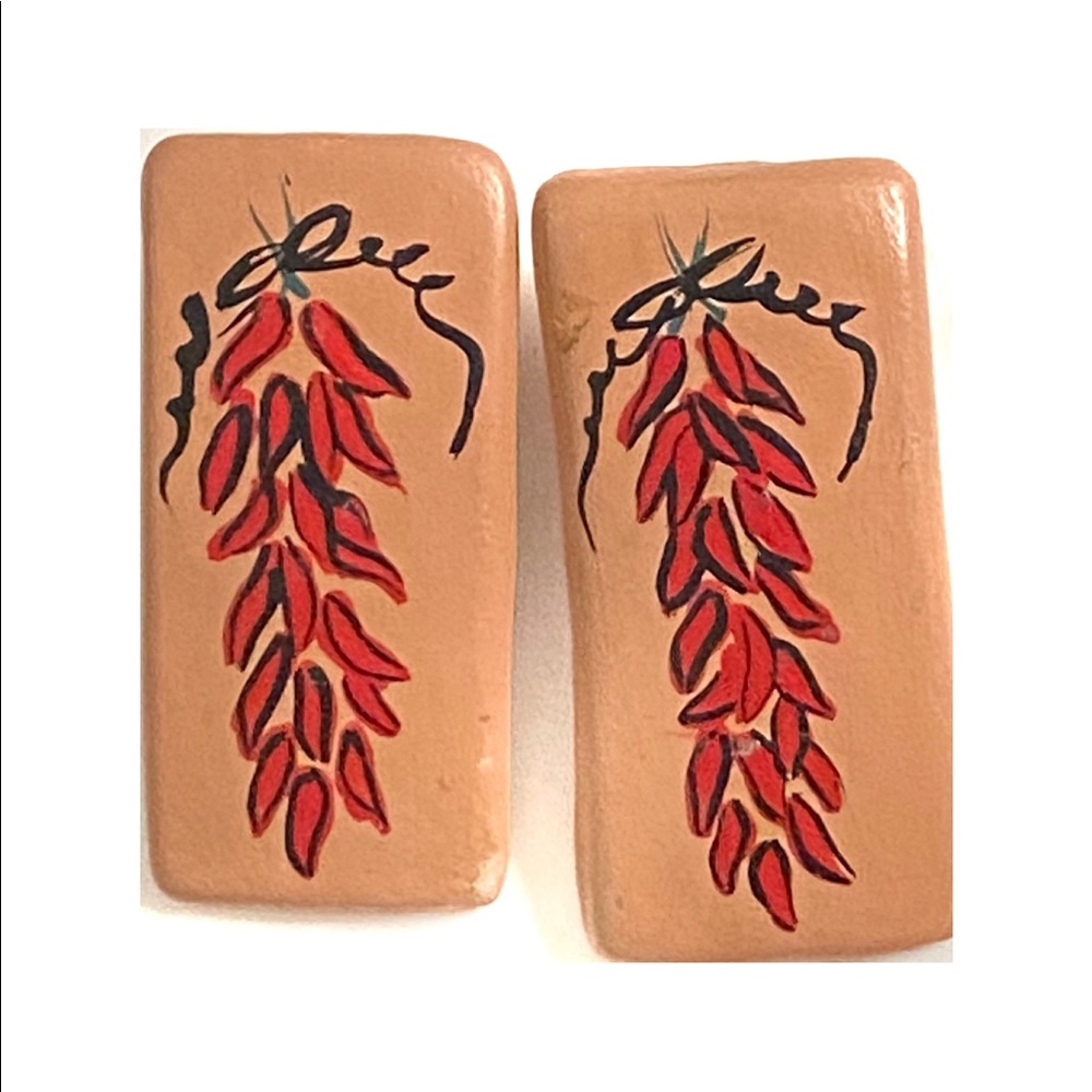 Hand Painted Chile Ristras Clay Post Earrings